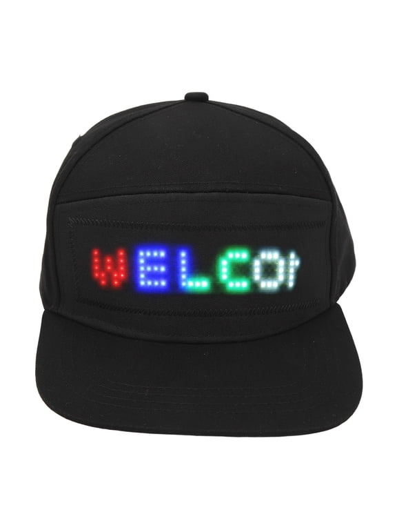 Programmable LED Display Cotton Baseball Cap for Party Concert Festival, Black, 1 Count