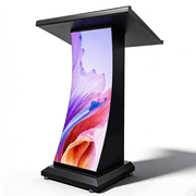 LED Display Smart Podium, HD GOB Digital Podium with Mobile Base, Portable Digital Meeting Lectern