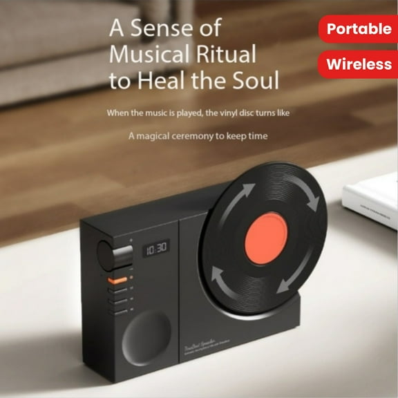 LED Display Time Speaker, Portable Wireless Speaker, Retro Wireless Speaker, Bass Music Player, Rotatable Desktop Retro Clock Speaker, Holiday Gift, Home Atmosphere