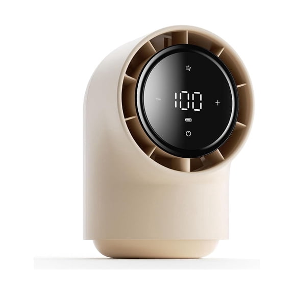 LED Display Touch Control Desk Fan, 100 Speeds Quiet Digital Display Small Table Fan, 4000mAh Battery Powered Desktop Fan for Bedroom, Bedside, Office, Travel -Beige