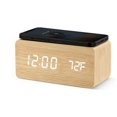 thumbnail image 1 of LED Display Wireless Charging Wooden Alarm Clock -Qi Phone Charger - Linsar, 1 of 2
