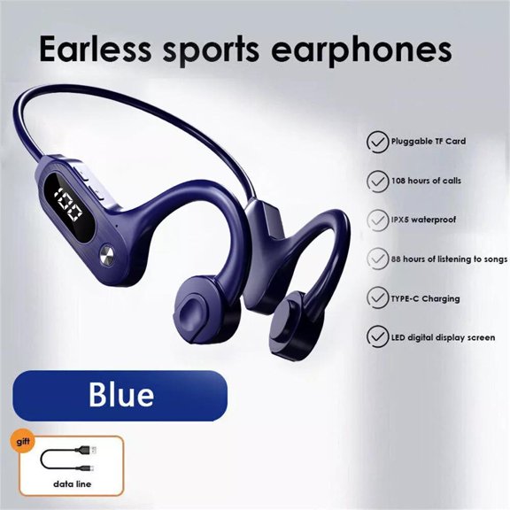 LED Display Wireless Headset Earbuds for Running Sports with Earhooks, Pure Bass Sound, Noise Cancelling Headset, Built-in Microphone