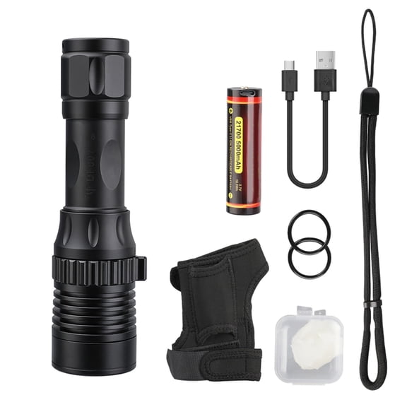 LED Dive Flashlight Waterproof Underwater Light Aluminum LED Fishing Light Suitable for Sea Diving and Fishing Use