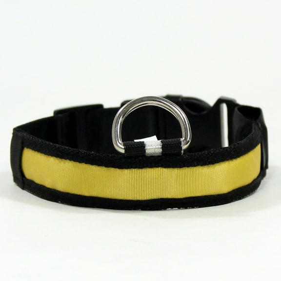 LED Dog Collar - Keeps your dog safe and easy to see in the dark. Water Resistant- Three modes (Yellow - Small)