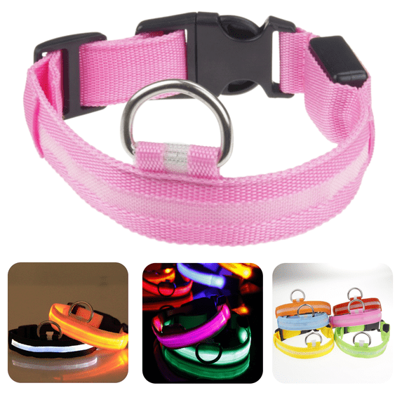 LED Dog Collar, Light Up Dog Collar Adjustable USB Rechargeable Super Bright Safety Light Glowing Collars for Dogs