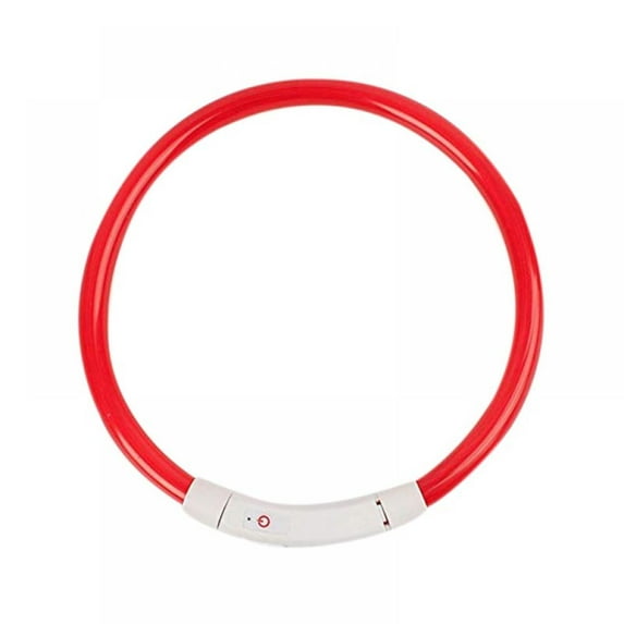 LED Dog Collar, USB Rechargeable Glowing Lighted Up Collar, Cuttable Water-Resistant TPU Safety Collar Lights for Small Medium Large Dogs, Red L