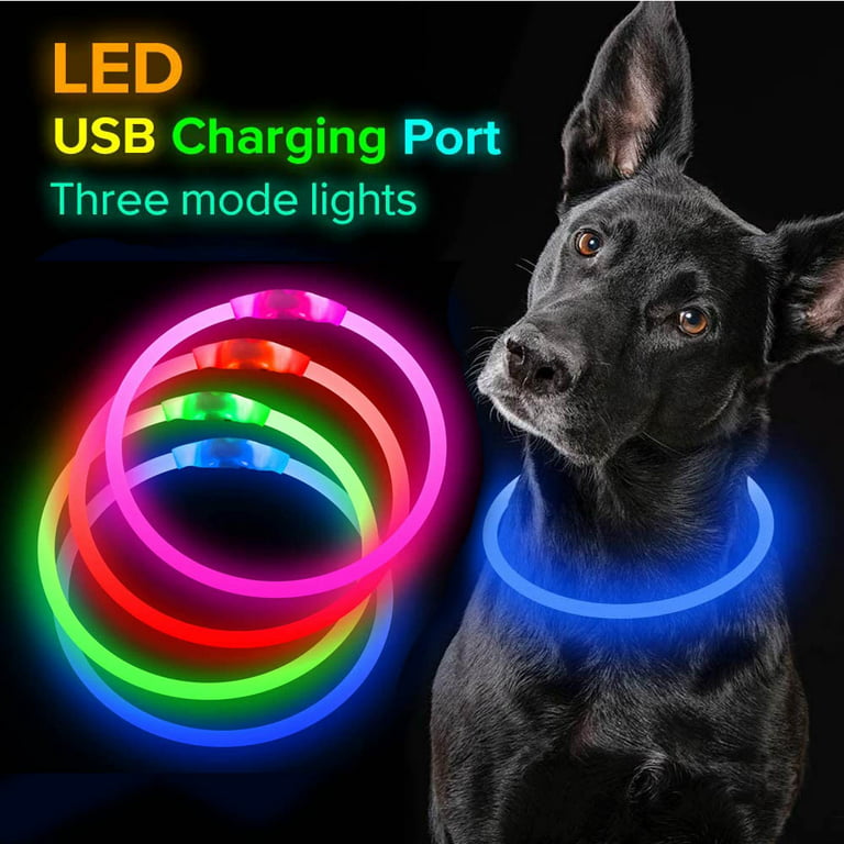 Led Usb Chargeable Dog Collar Pet Night Luminous Charge Safety for