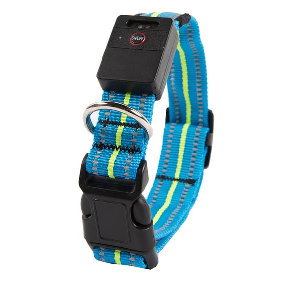 LED Dog Collar,USB Rechargeable Light Up Dog Collars,Adjustable Glowing Mode Water Resistant Dog Light Nylon Webbing Collar for Small Medium Light Dog Blue S