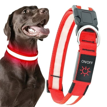 Syenll LED Dog Collar, USB Rechargeable Light Up Dog Collar, Adjustable Safety Glowing Collar for Dogs (Red, XL Size)