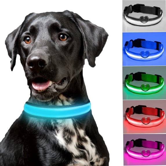 Vorkoi LED Dog Collar USB Rechargeable Waterproof Adjustable Light Up Dog Collar Super Bright Safety Light Glowing Collars