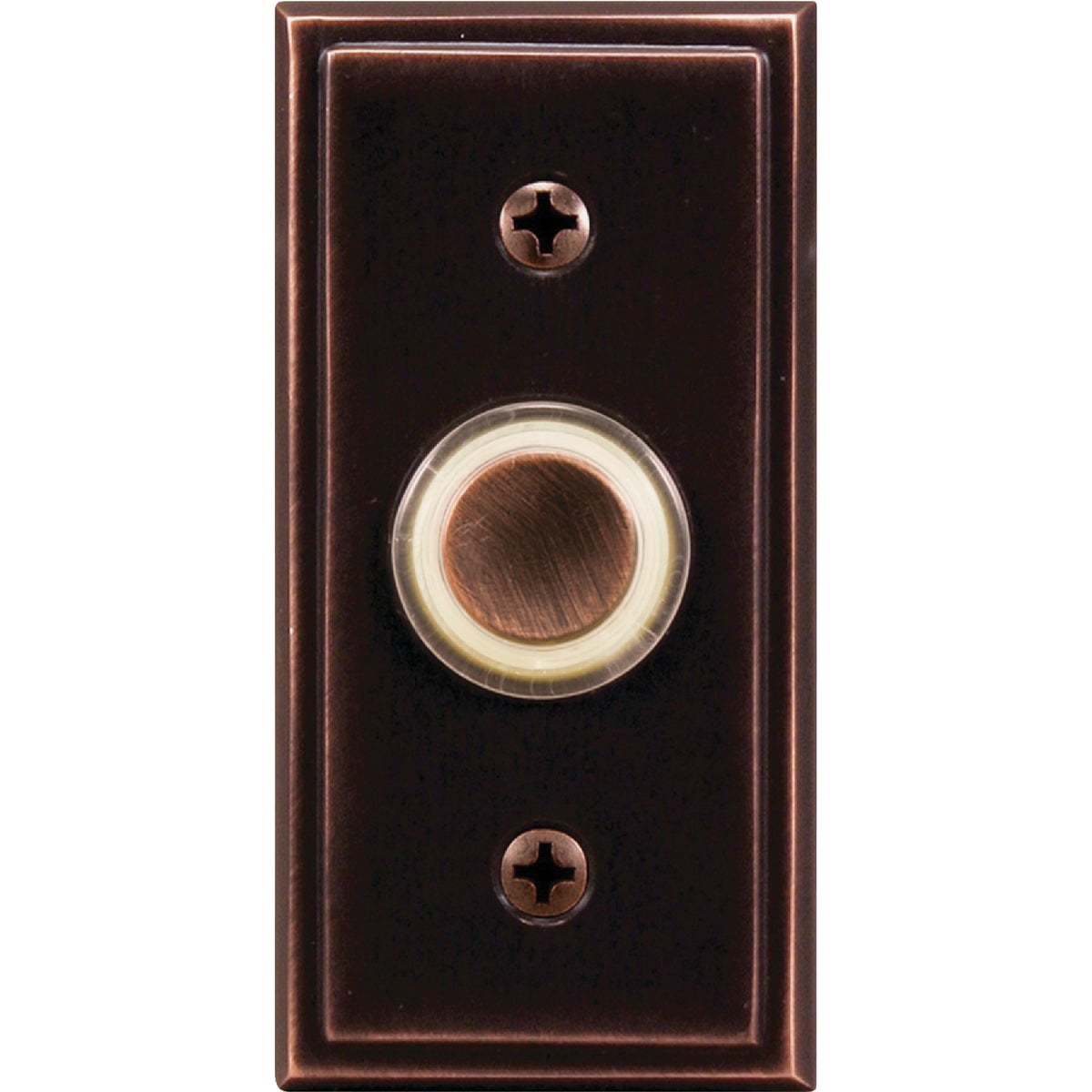 Globe Electric LED Doorbell Push Button - Lighted, Metal, Round, Bronze - 1 Piece, 2.96"