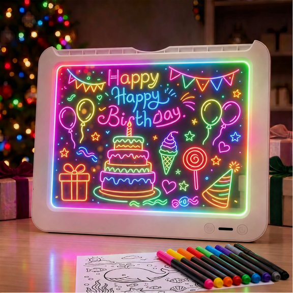 LED Drawing Board, 15'' Magic Toys for Kids, Halloween Christmas Birthday Gifts, Light Up Tracing Pad, Glow in The Dark Doodle Writing Tablet, for Store Promotion, Home Message & Event Display