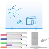 LED Drawing Board Note Board with Light and 7 Markers Acrylic Drawing Board Dry Erase Memo Note Pad Multipurpose for Kids School Home Cafe Office