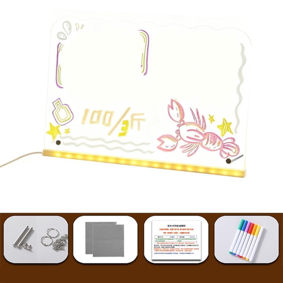 LED Drawing Board for Kids, USB Powered Light Up Doodle Glow Note Board, Neon Erase Up Colo Light Dry Drawing Pad