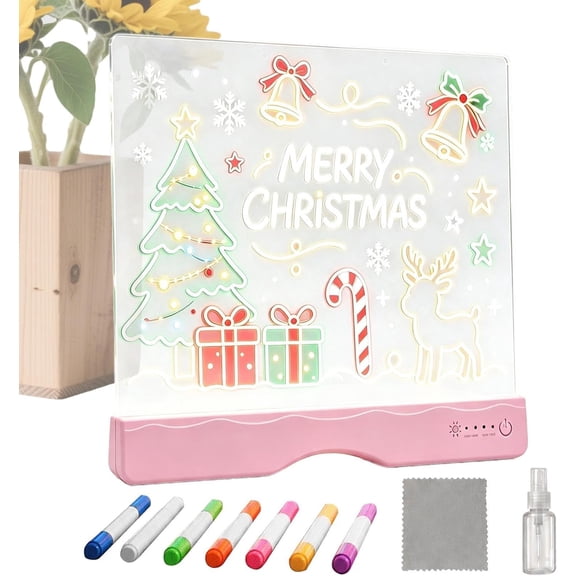 LED Drawing Board with 13 Lighting Effects, 7 Brushes, and Rechargeable Battery for Kids