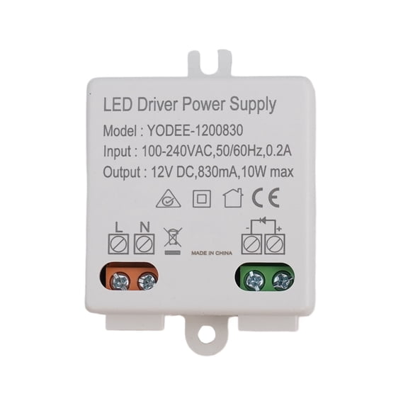 LED Driver 12V 10W 830mA Constant Voltage Power Supply, AC 100-240V to DC 12V Transformer for LED Strip Lights, Cabinet Display, No Flicker with Short Circuit Overload Protection