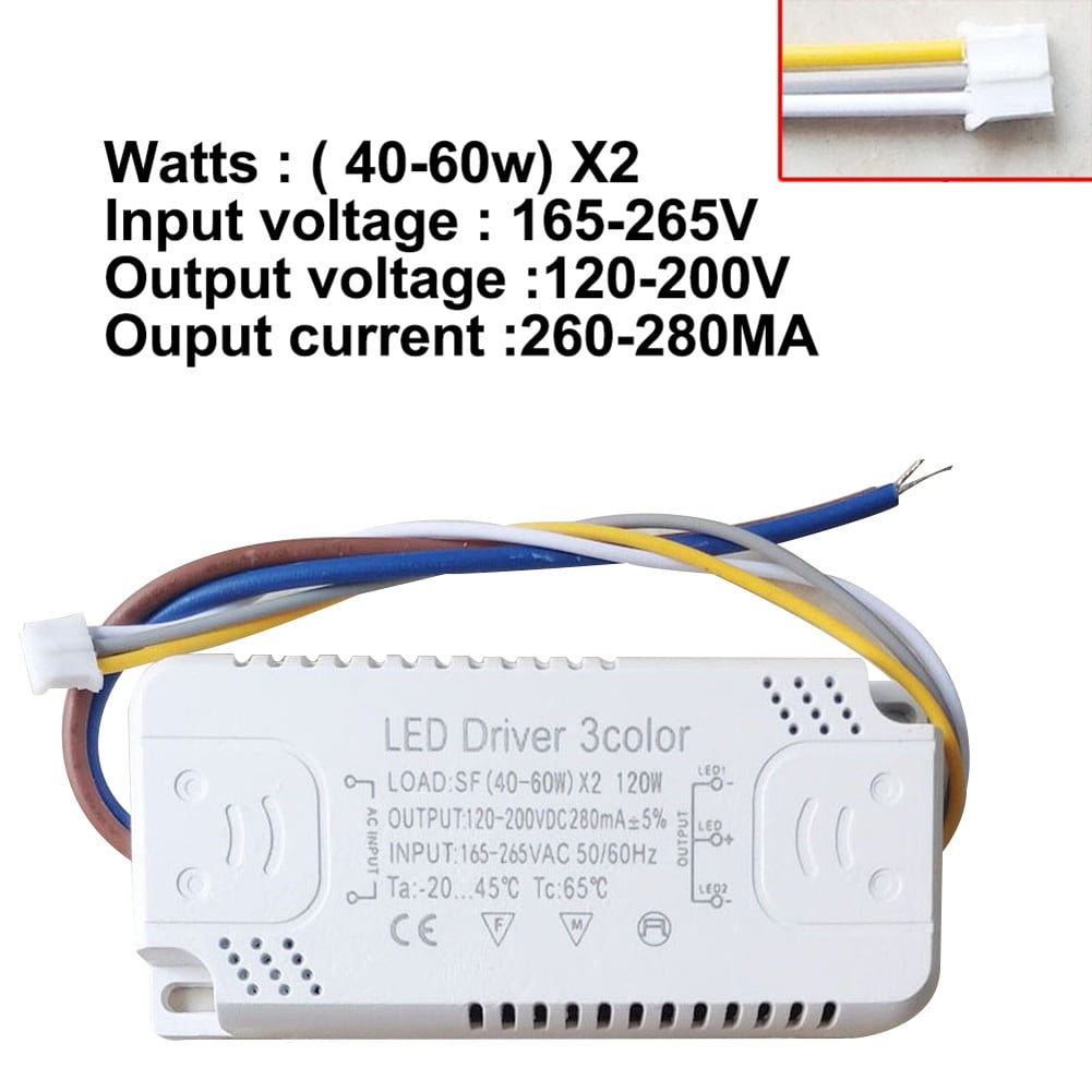 LED Driver 3 Color Adapter for LED Lighting Non-Isolating Transformer  Replacement, (40-60W)X2