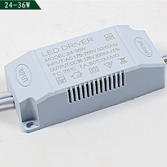 LED Driver Power Supply Transformer 24W-36W AC 175-265V to DC 36-126V 300mA Constant Current Electronic Power Supply for Ceiling Light Panel Lamp-