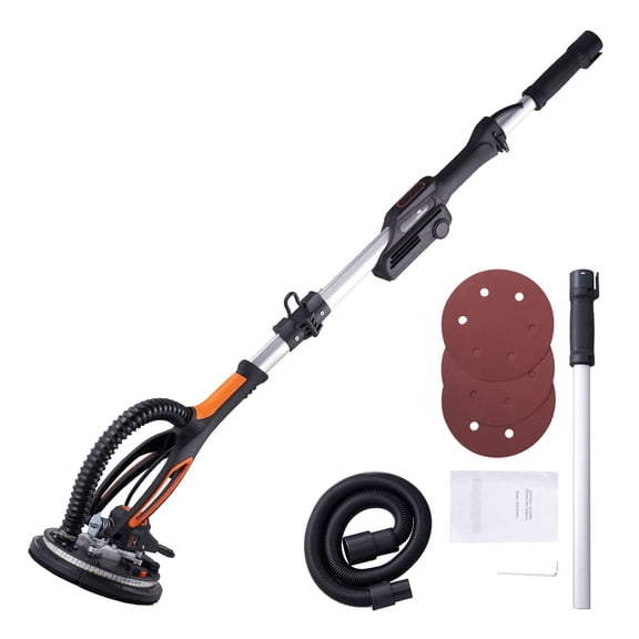 LED Drywall Sander with 800W Brushless Motor, Adjustable Speed&Extendable Pole for Ceiling and Wall Sanding, Includes 12 Pads
