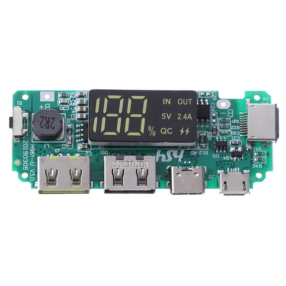 LED Dual USB Micro Type-C Mobile Power Charging Board USB Circuit Protection
