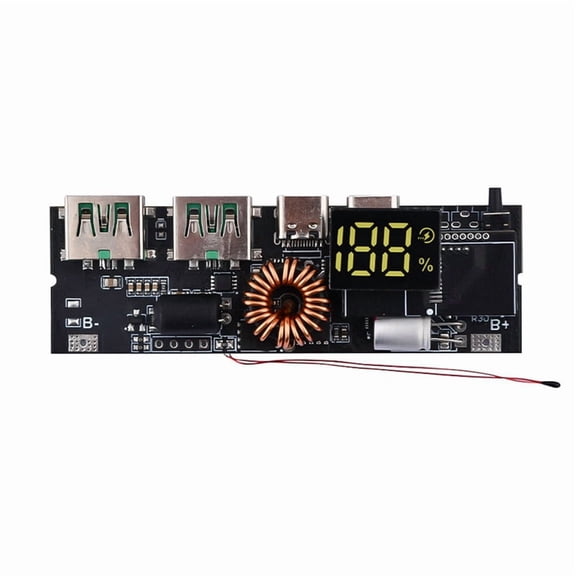 Symkmb LED Dual USB PD Fast Charge 5A Type-C USB Mobile Power Bank 18650 Charging Module Temperature Protection 4S 100W PCB Photo Color