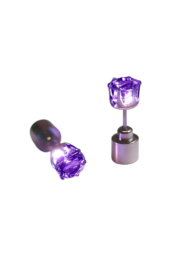 LED Earrings, Light Up Stud Earrings, Glowing Diamond Crown Pendant Earring for Women and Men, LED Jewelry for Party, Wedding, Birthday, Night Out, Disco, Festival(Purple)