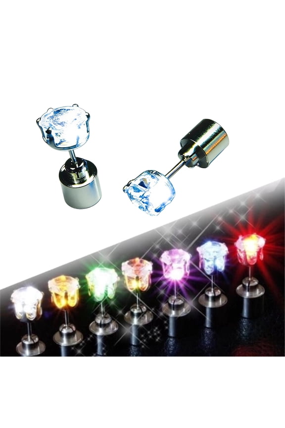 LED Earrings, Shiny Glowing LED Lighting Up Stylish Earring Studs Crown Shap Ear Drop Stud, Wedding Rave Dance Party Night Out Halloween Christmas Decoration Present for Women Men(White)