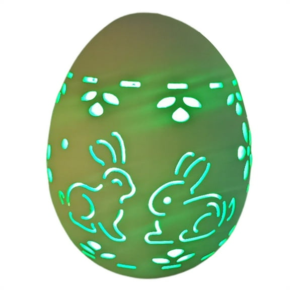 LED Easter Eggs, Easter Decorations Ceramic Lighted Easter Egg Farmhouse Rustic Different Sizes Hollow Eggs Tabletop Statue for Holiday Table Decor, Easter Eggs for Indoor Table 4.9"x4.1"