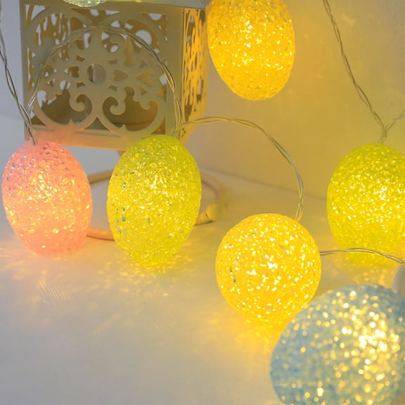 LED Easter Lights String | Easter Egg Shape Party Decorations | Battery Operated Timer Lights for Indoor Outdoor Easter Decor | Colorful Rice Lights with Remote Control