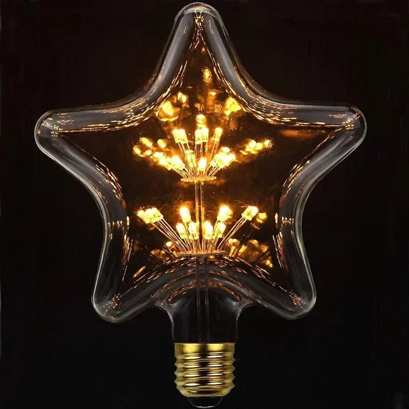 LED Edison Bulbs, Decorative Fireworks Bulb LED Filament Bulb LED Decorative Light Bulb Ball E27 AC85-265v 2300k (Star)