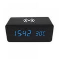 thumbnail image 1 of LED Electric Alarm Clock Digital Wooden Clocks with Phone Wireless Charger Snooze and Brightness Adjustable, 1 of 15