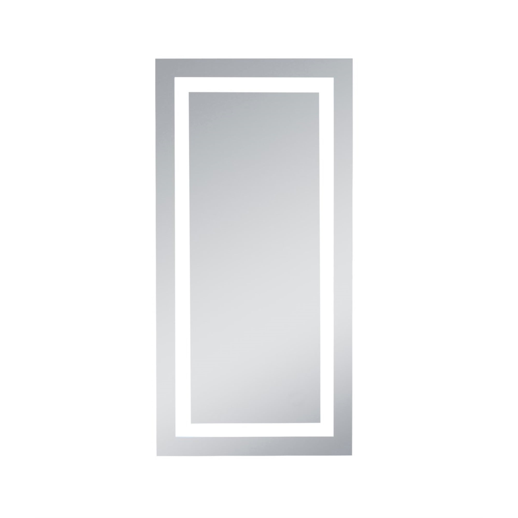 Elegant Silver LED Rectangular Mirror with Glossy White Finish