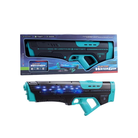 LED Electric Water Gun, Automatic High Powered Spray with Bright Flashing Light, Long Shooting Distance for Outdoor Summer Pool Games