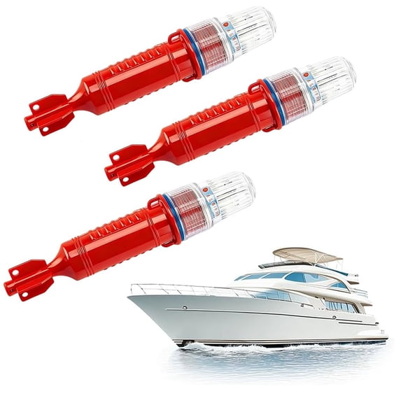 LED Electronic Boat Flares, 3 Pack, Red, Waterproof Marine Emergency Signal Lights