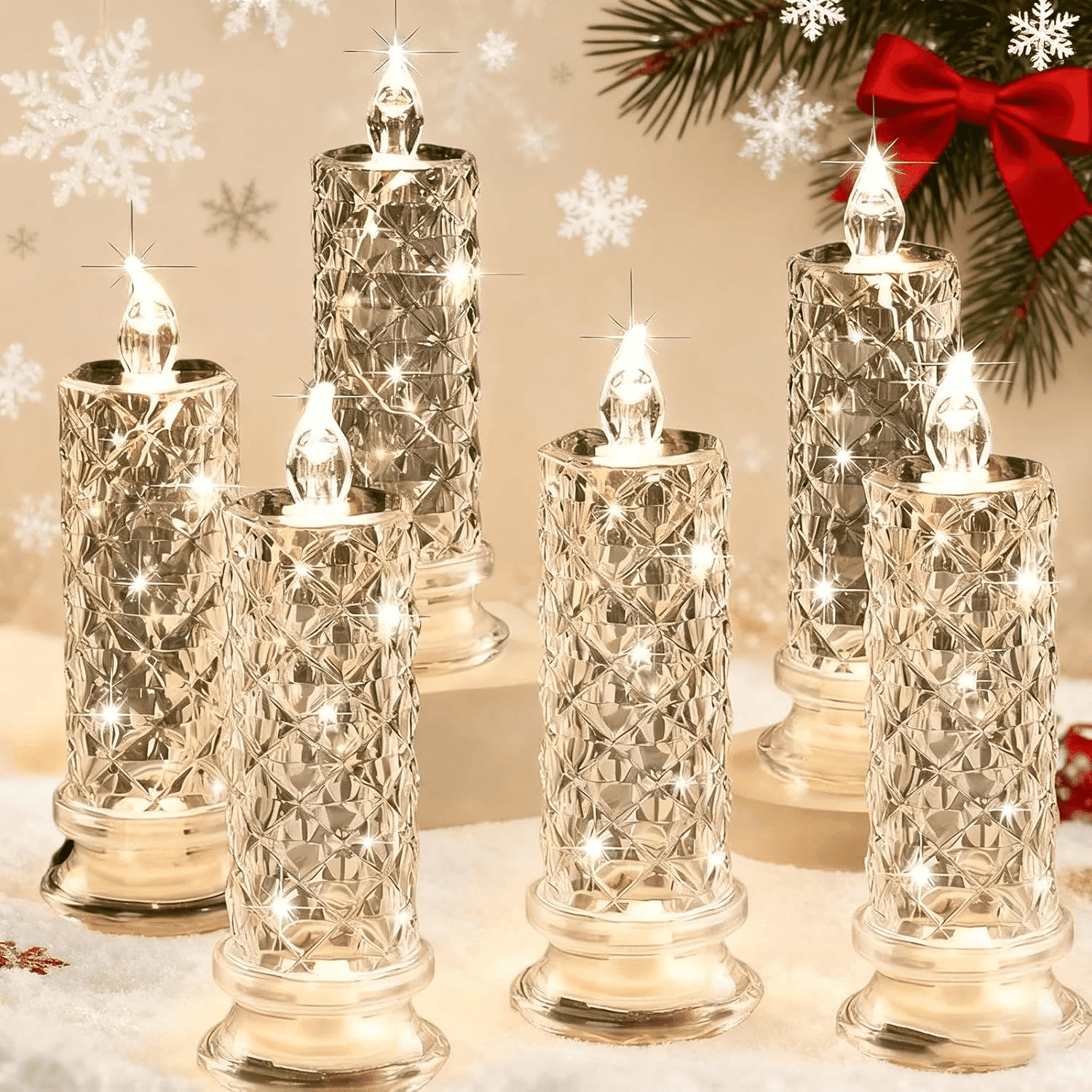 LED Electronic Candle Decor, Rose Pattern Plastic Candle for Birthday Wedding Centerpiece, Flameless Glowing Prop Light