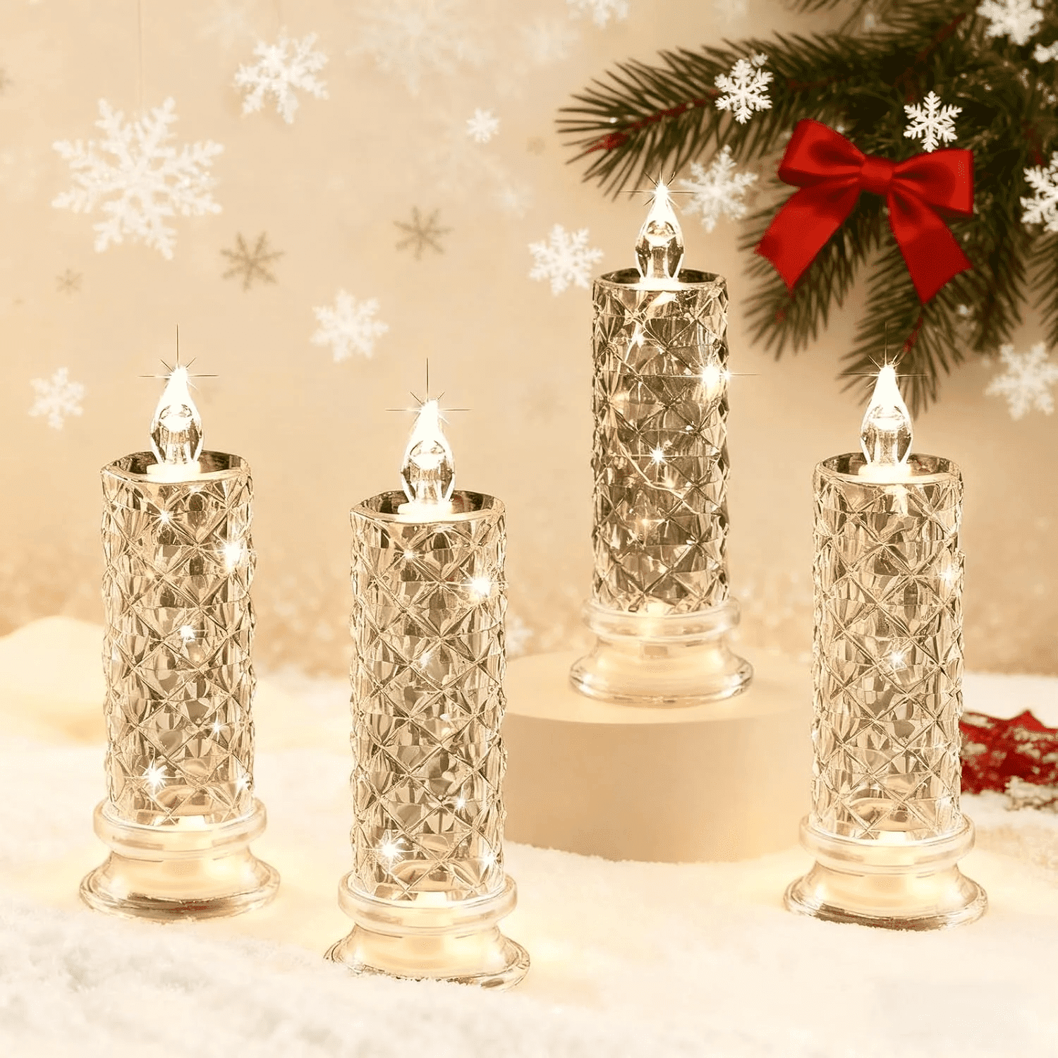 LED Electronic Candle Decor, Rose Pattern Plastic Candle for Birthday ...