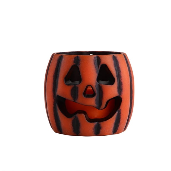 LED Electronic Candle Light Up Pumpkin Halloween Indoor Decorations Battery Operated Jack O Lantern Night Light Tabletop Centerpiece Prop1