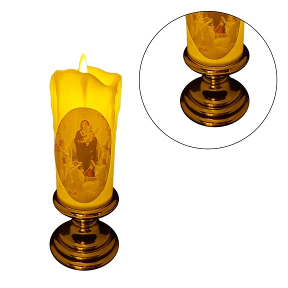 LED Electronic Candle Wax Flameless Lighting Virgin Christ Electronic Light for Festive Gathering Religious Decorations