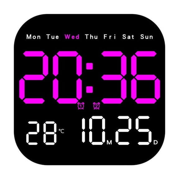 LED Electronic Wall Clock Multifunctional Digital Living Room Silent Alarm Temperature Humidity Display Modern Home Decor Battery Powered