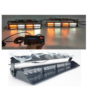 LED Emergency Dash Strobe Lights Bar Front Windshield Visor Deck Safety Warning Flashing Traffic Caution Hazard Light for Construction Vehicles Work Trucks