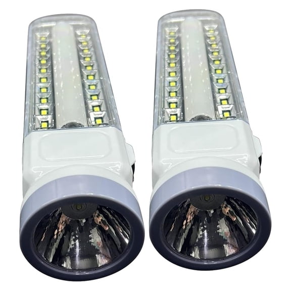 LED Emergency Hand Light 2 Pack - Battery, Solar & Plug-in Powered - Bright Camping Lantern for Home, Outage, Hiking, Fishing