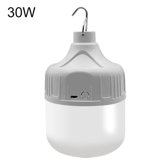 LED Emergency Light Bulb, 30W Rechargeable Portable Camping Lantern with USB Charging, 3 Modes, Outdoor Tent Light