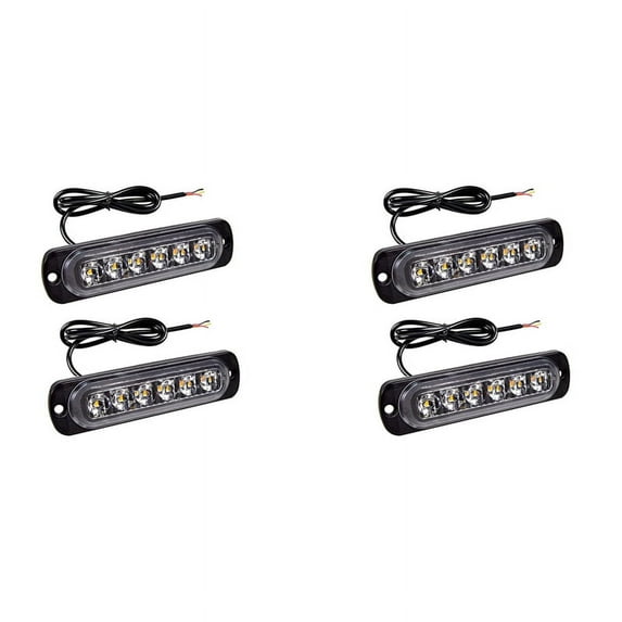LED Emergency Strobe Lights, Amber 6 LED Strobe Warning Emergency Flashing Light for Car Truck Road ATV SUV 4 Pack