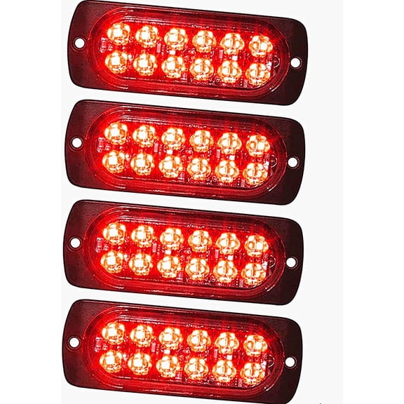 LED Emergenty Warning Lights, 4 Pack 12LED Safety Emergency Flashing Lights 12-24V Amber Strobe Hazard Warning Light Waterproof