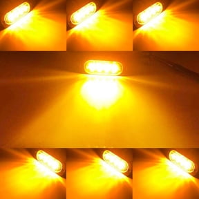 LED Emergenty Warning Lights, 4 Pack 4LED Safety Emergency Flashing Lights 12-24V Amber Strobe Hazard Warning Light Waterproof