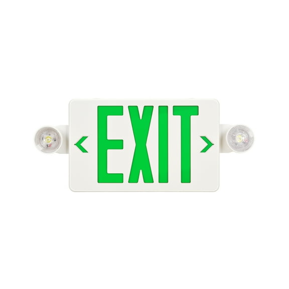 LED Exit Sign with Emergency Lights - Green