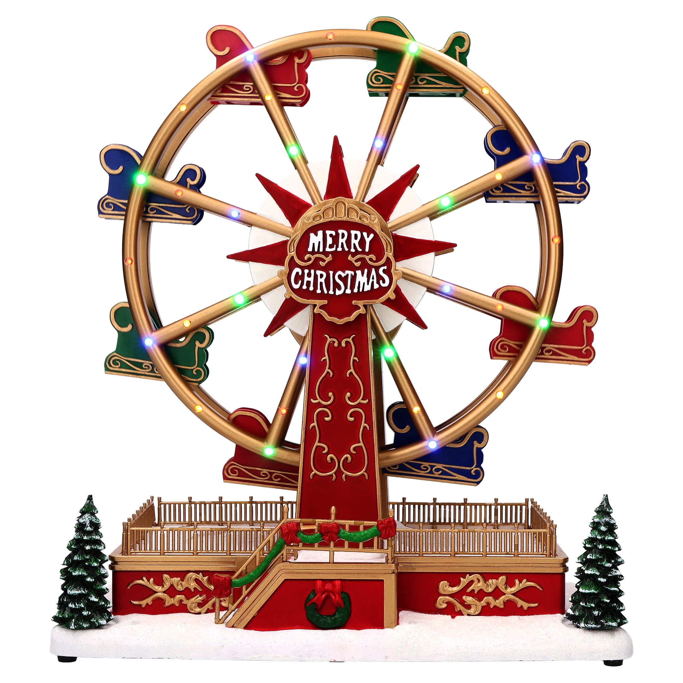 Light-Up and Musical Animated Ferris Wheel Christmas Village Decoration, Multicolor, 12", by Holiday Time