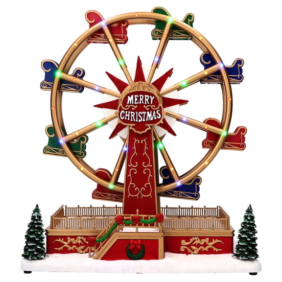 Light-Up and Musical Animated Ferris Wheel Christmas Village Decoration, Multicolor, 12", by Holiday Time