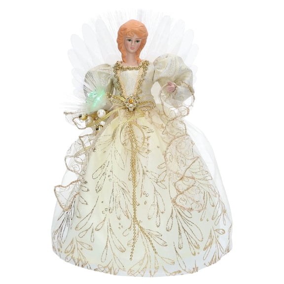 LED Fiber Optic Angel Christmas Tree Topper, Gold, 12", by Holiday Time