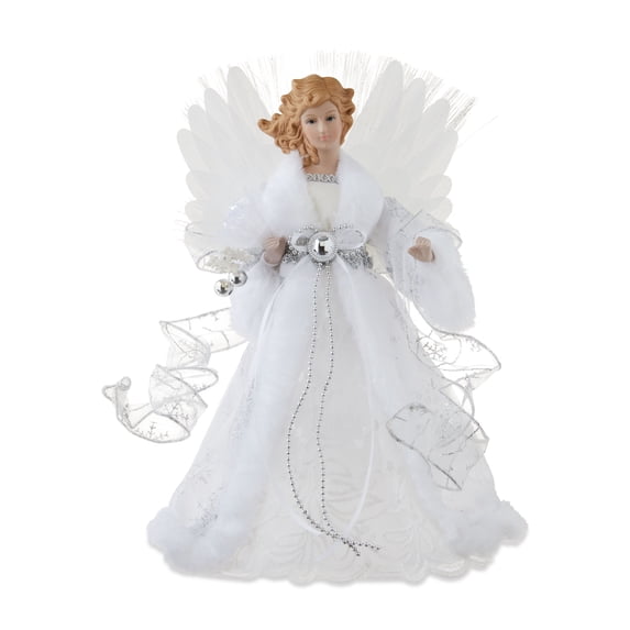 LED Fiber Optic Angel Christmas Tree Topper, White, 12", by Holiday Time